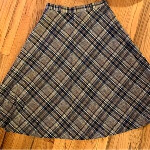 Plaid A-Line Skirt - Black and Gray